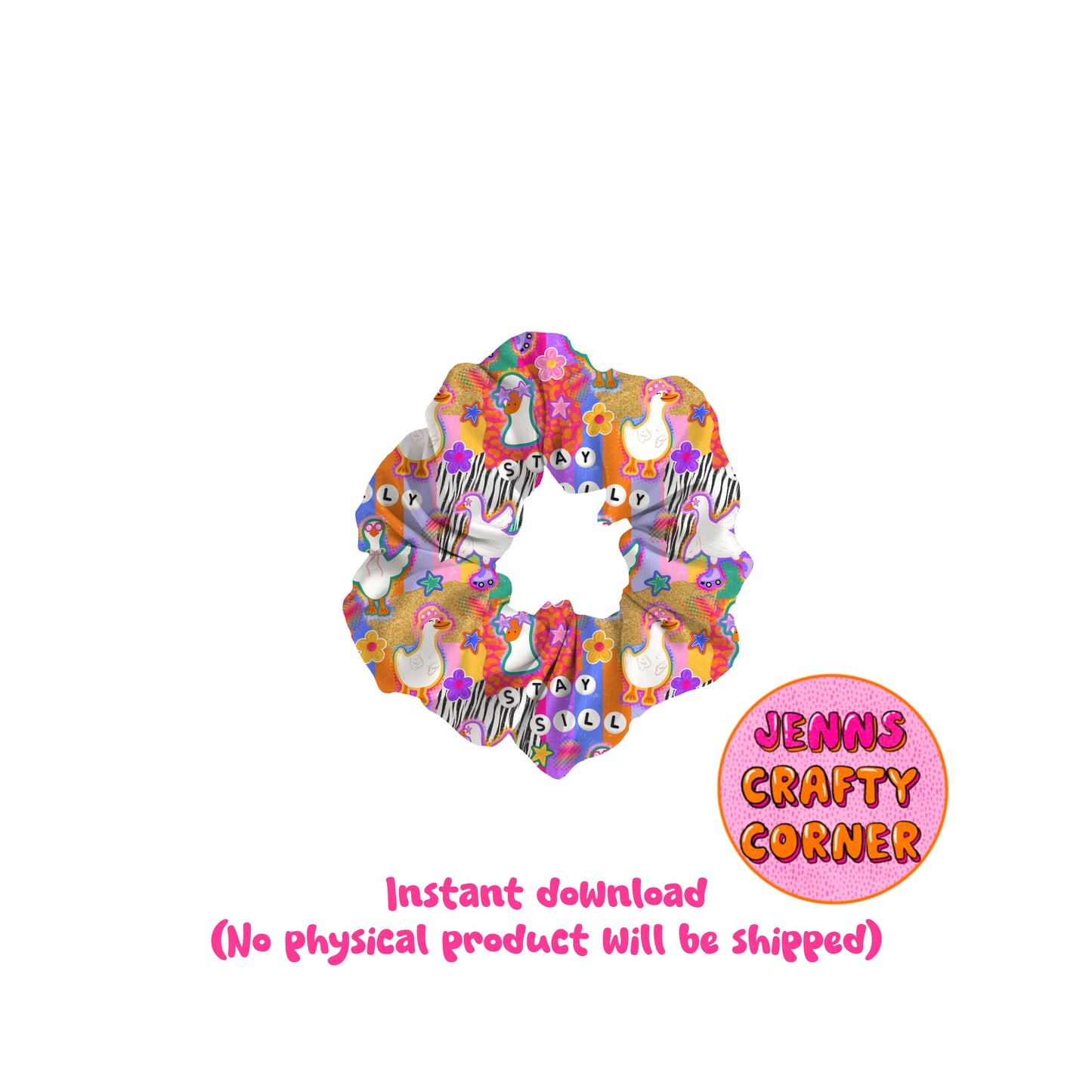 Colorful Silly Goose Scrapbook style Seamless Pattern