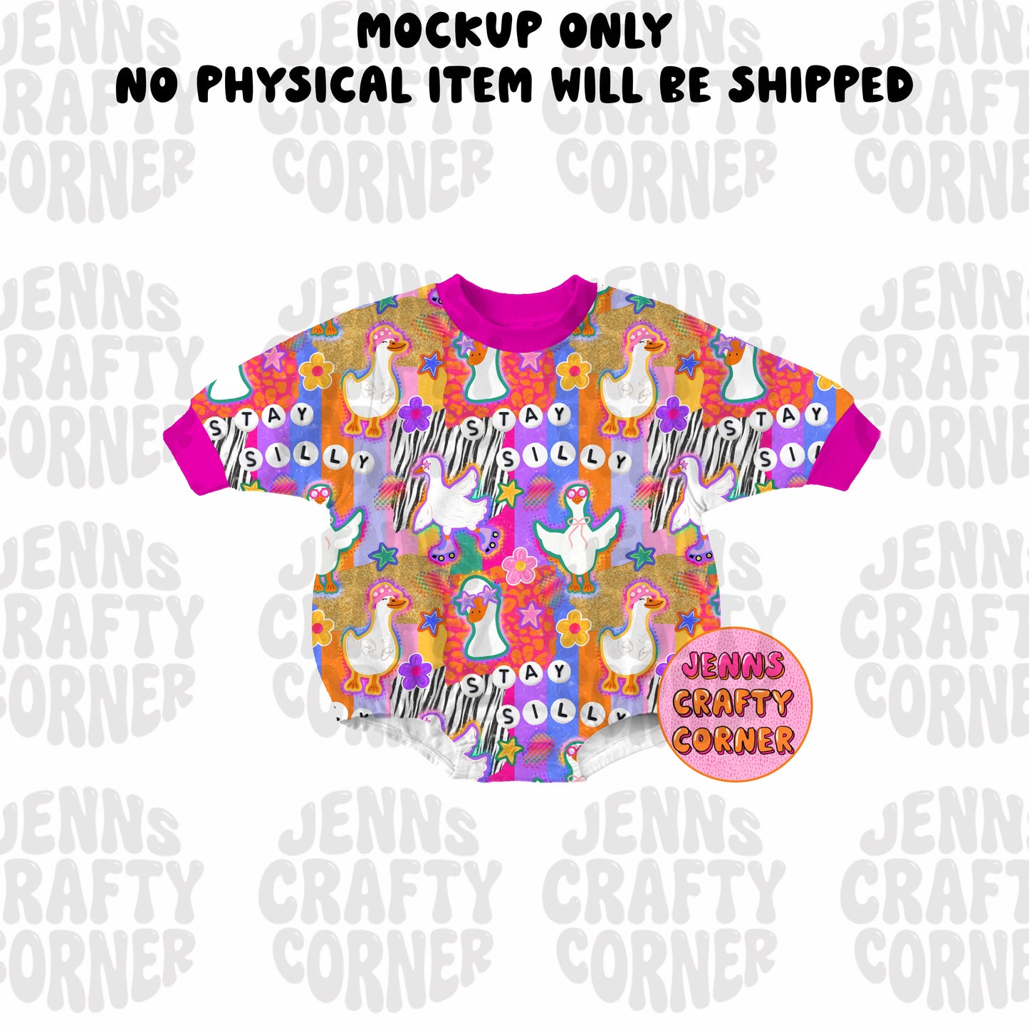 Colorful Silly Goose Scrapbook style Seamless Pattern