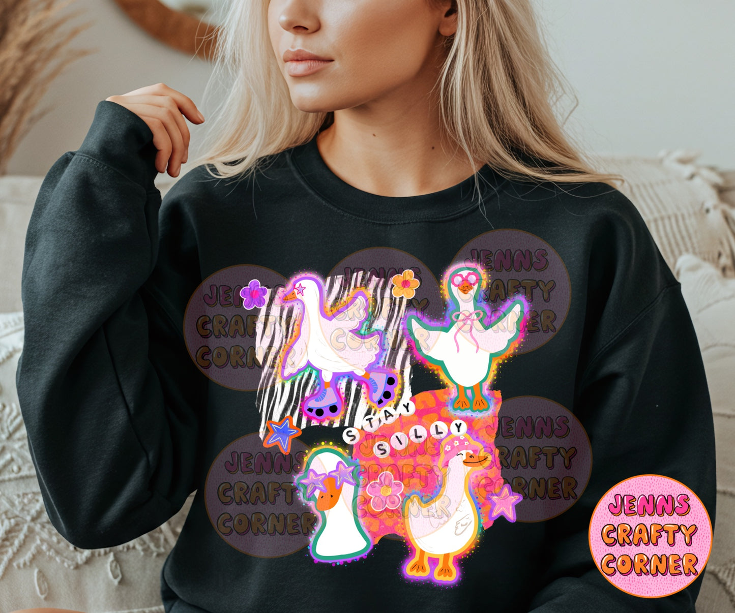 Colorful Silly Goose Scrapbook style PNG