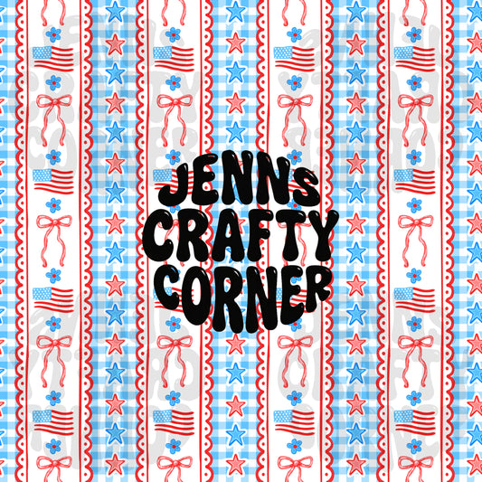 Preppy Patriotic Gingham Seamless