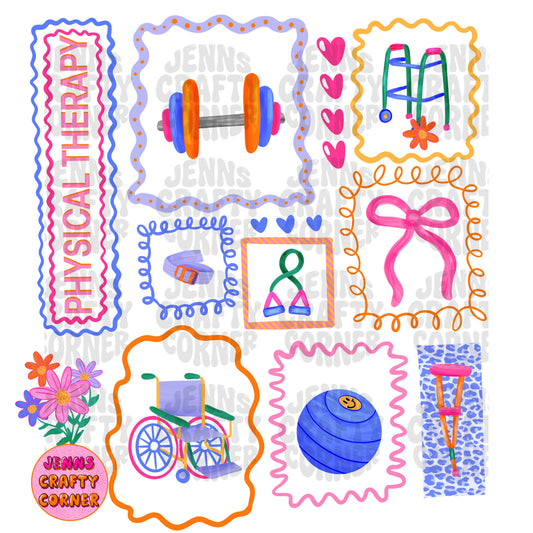 Colorful Doodle Physical Therapy PNG
