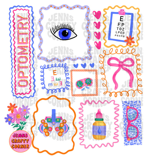 Colorful Doodle Optometry PNG