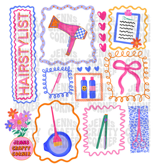 Colorful Doodle Hairstylist PNG