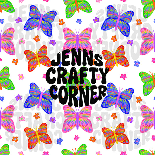 Groovy colorful Butterfly Seamless Pattern