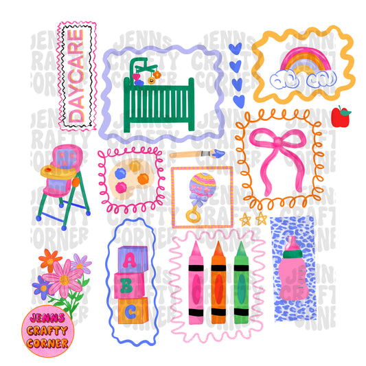 Colorful Doodle Daycare PNG