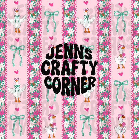 Silly Spring Floral Goose Seamless Pattern