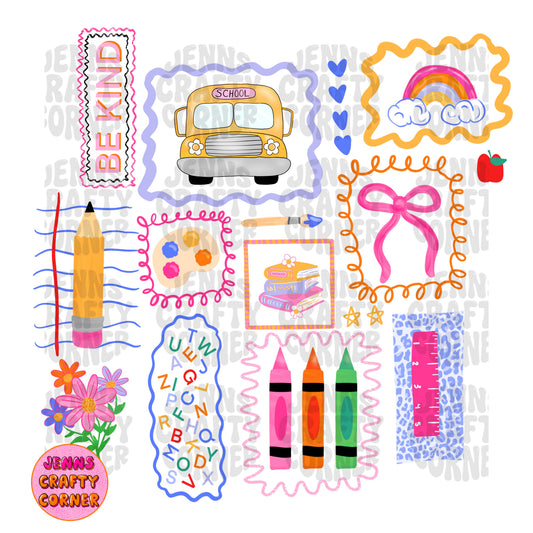 Colorful Doodle Back to School PNG